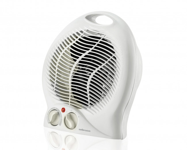 Mellerware White Floor Fan Heater 2 Heat Settings 2000W "Swiss"