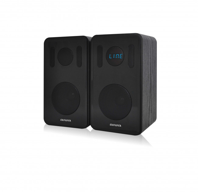 Aiwa ABDT-205B Black Dual Bookshelf Bluetooth Speakers