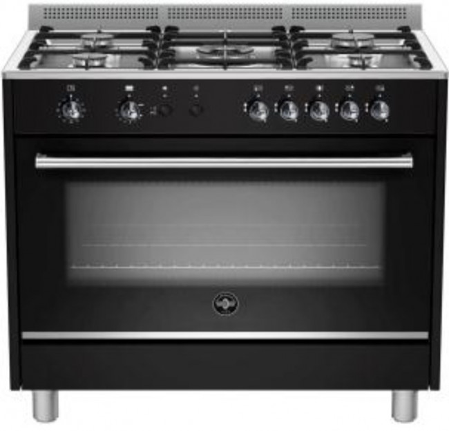 Bertazzoni La Germania RUS95C81DNE 'Rustica' Black 90cm 142L Stainless Steel Gas Hob & Oven