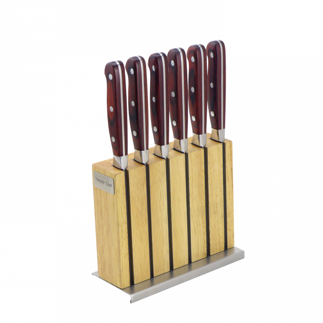 Snappy Chef 6 Piece Steak Knife-Set With Block