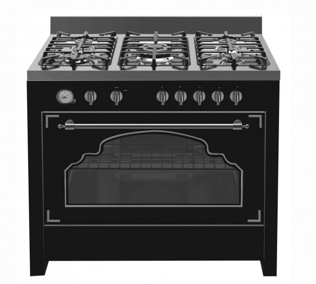 Sunbeam SGREO-900 900MM Retro Black 5 Burner Gas Hob with Electric Oven